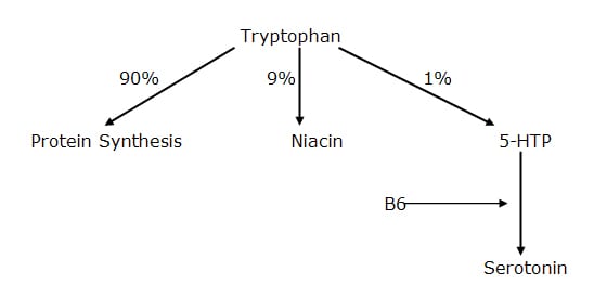 These patients should also be given vitamin B6 to increase conversion of 5-HTP to serotonin, and niacinamide to inhibit the need for tryptophan to convert to niacin.