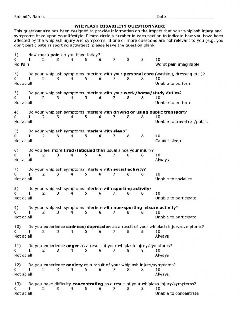 neck disability index spanish pdf